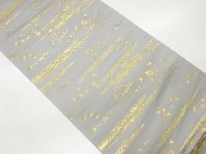 霞に草花・色紙散らし模様織出し袋帯